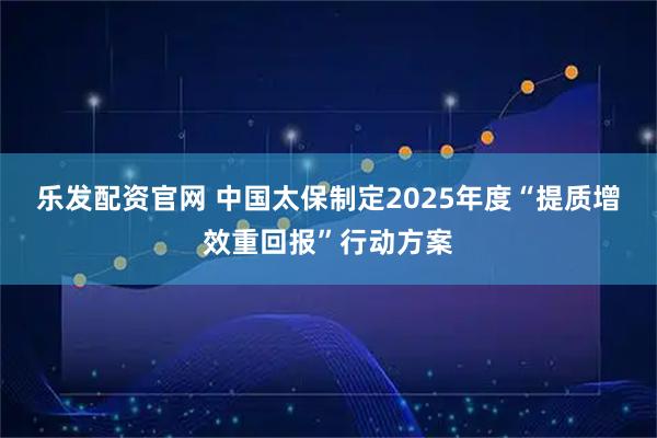 乐发配资官网 中国太保制定2025年度“提质增效重回报”行动方案