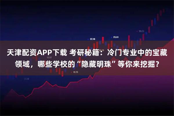 天津配资APP下载 考研秘籍：冷门专业中的宝藏领域，哪些学校的“隐藏明珠”等你来挖掘？